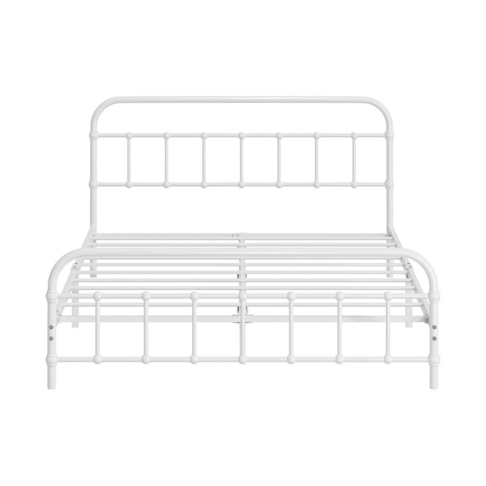 Double Metal Bed Frame Platform White Steel Design for Bedroom
