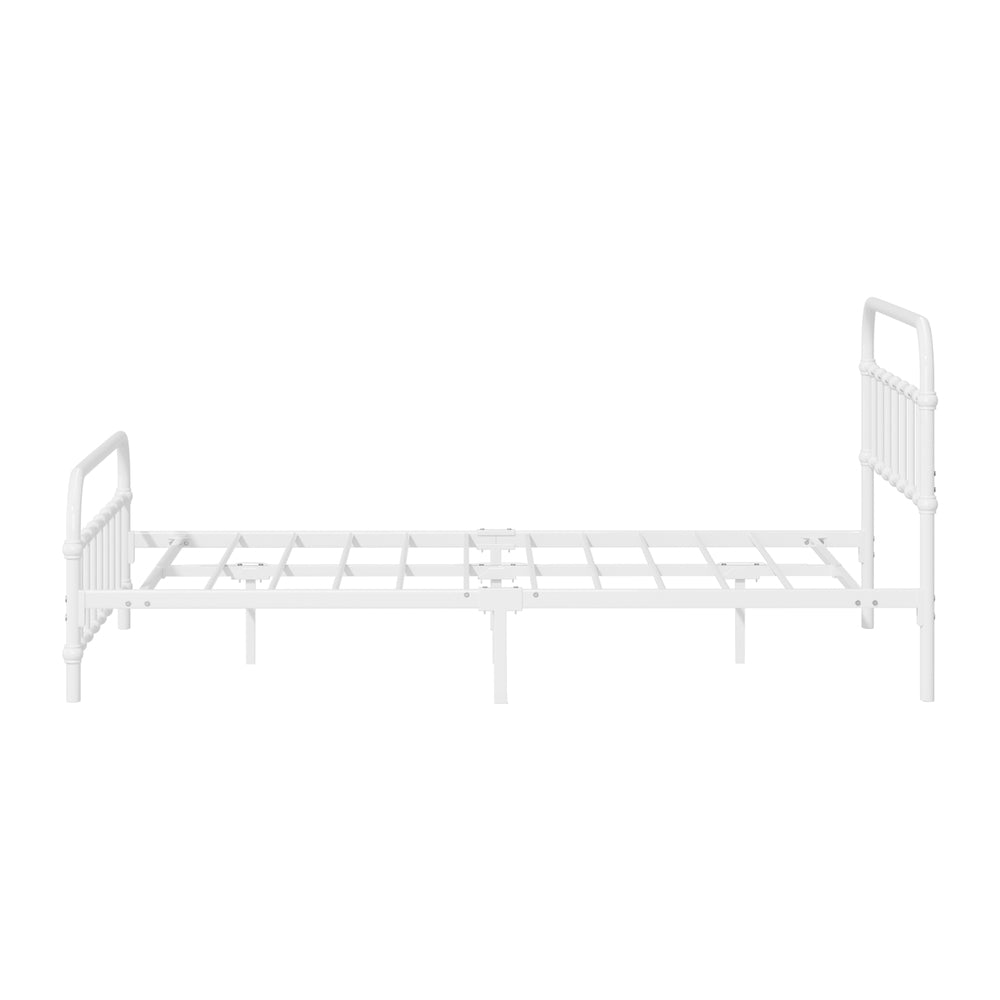 Double Metal Bed Frame Platform White Steel Design for Bedroom