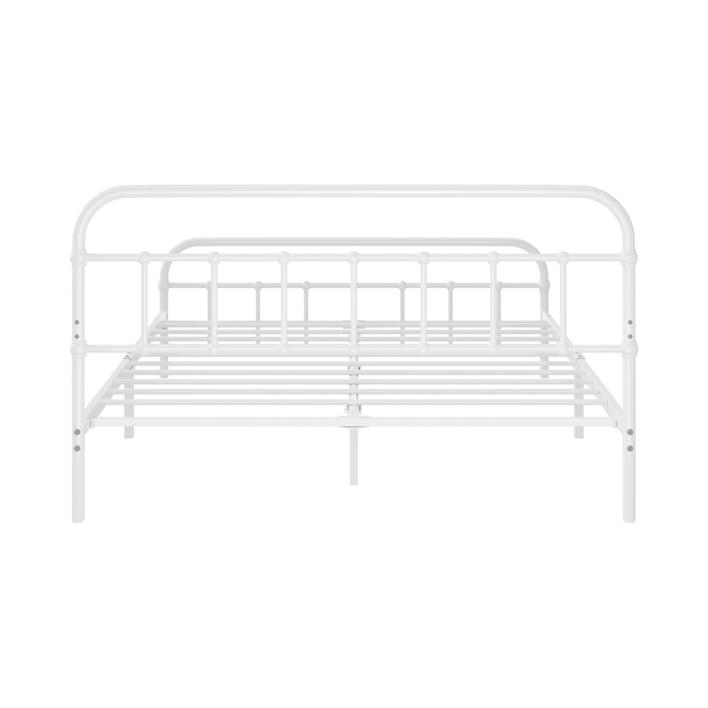 Double Metal Bed Frame Platform White Steel Design for Bedroom