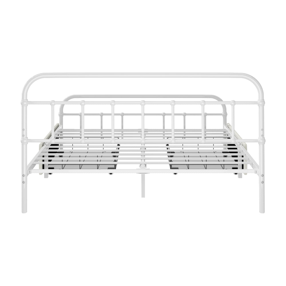 Metal Bed Frame Double Drawers Storage White | Simpledeals
