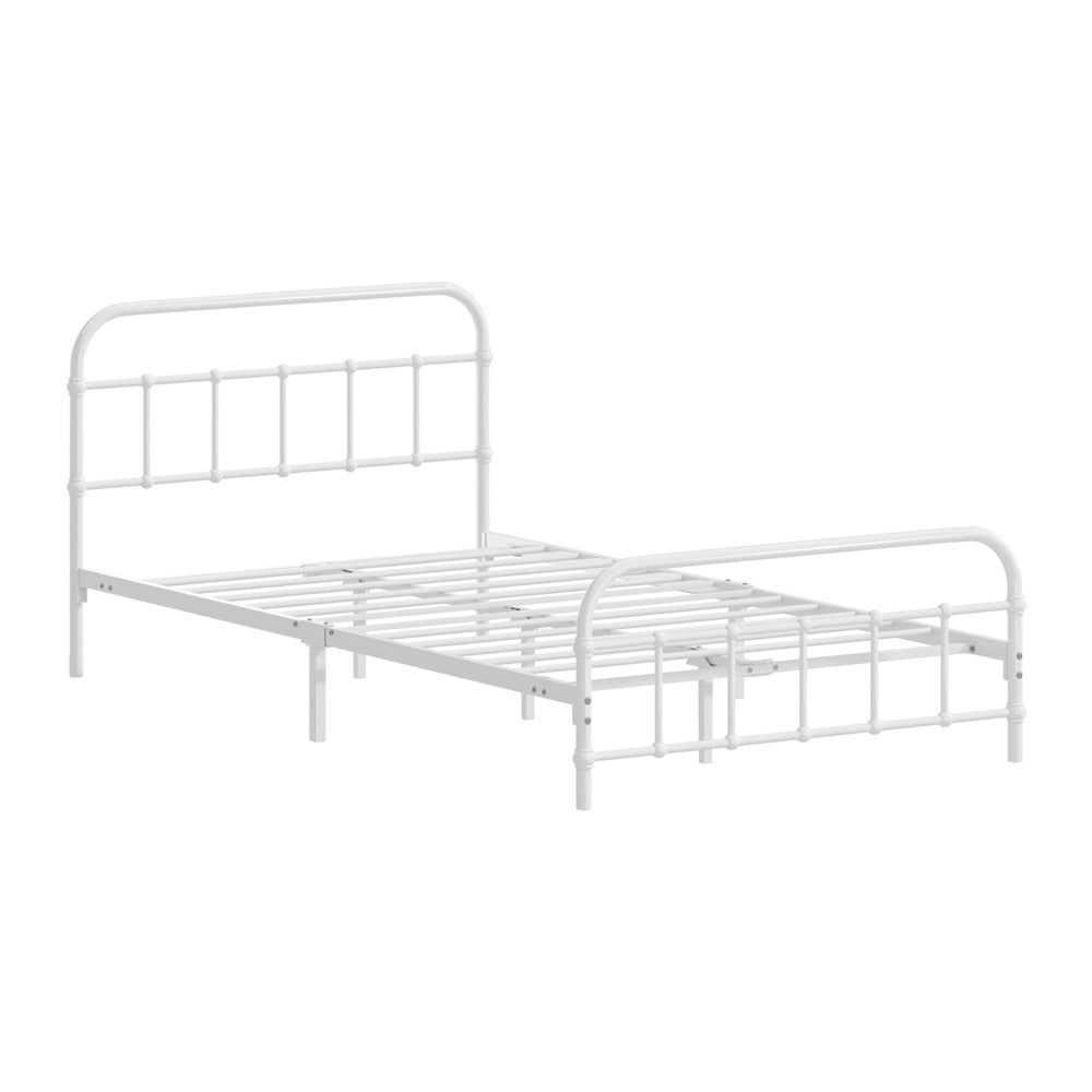 King Single Metal Bed Frame White Platform | Simpledeals