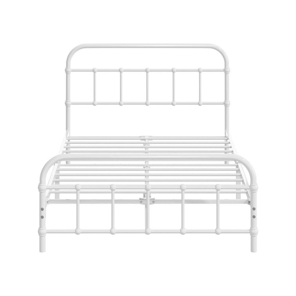 King Single Metal Bed Frame White Platform | Simpledeals