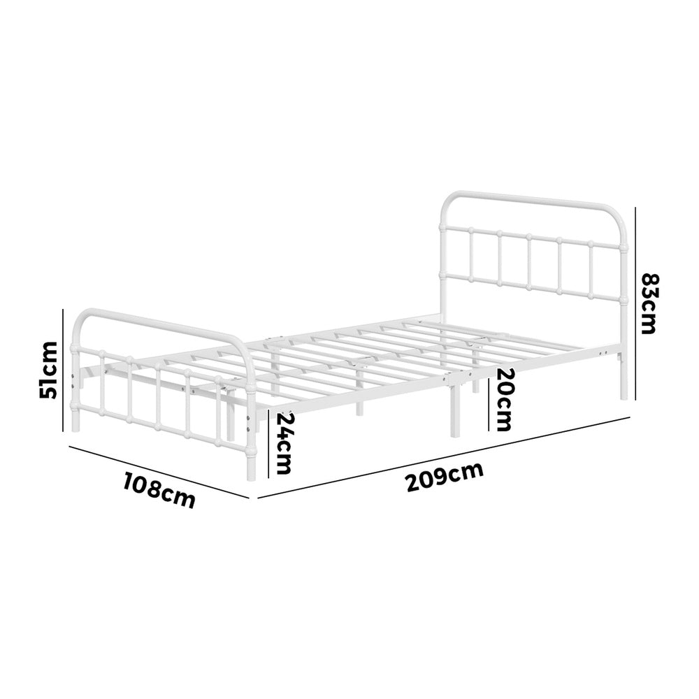 King Single Metal Bed Frame White Platform | Simpledeals