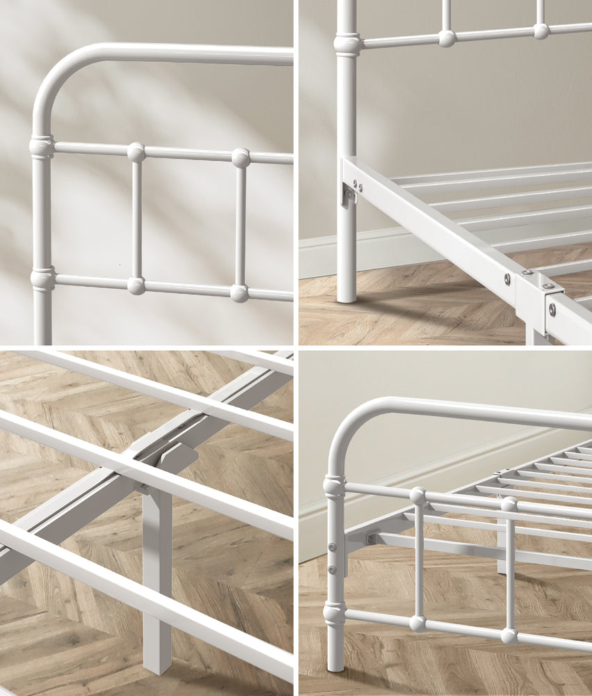 King Single Metal Bed Frame White Platform | Simpledeals
