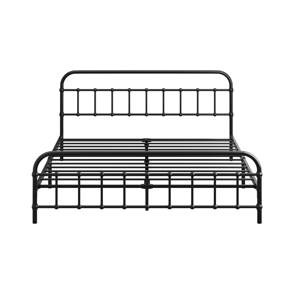Railing Style Metal Bed Frame with Black Steel
