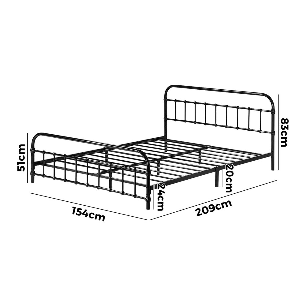 Railing Style Metal Bed Frame with Black Steel