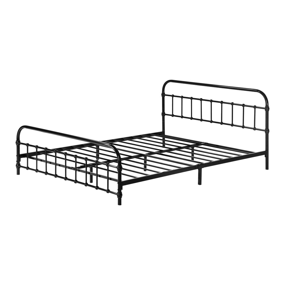 Railing Style Metal Bed Frame with Black Steel