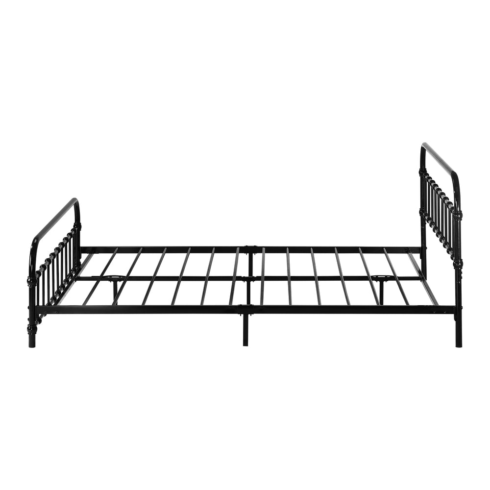Railing Style Metal Bed Frame with Black Steel
