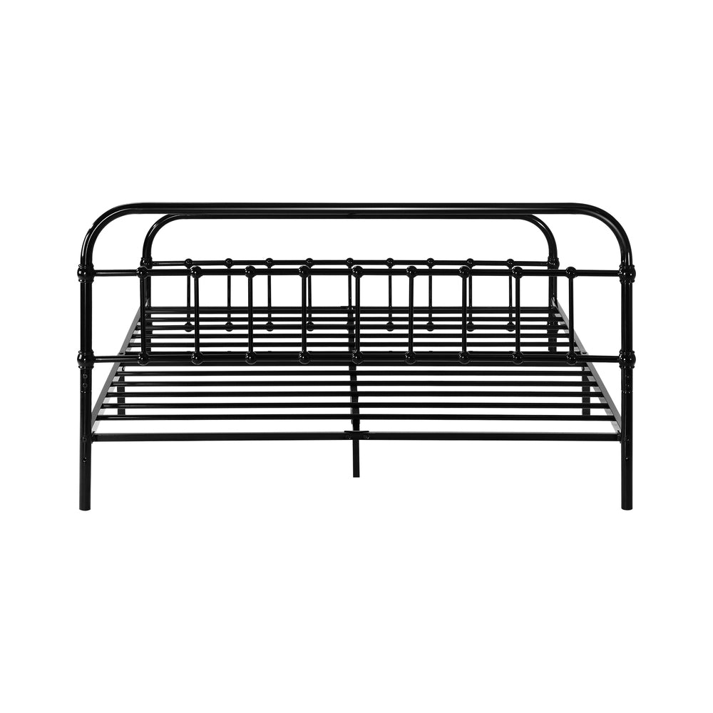 Railing Style Metal Bed Frame with Black Steel