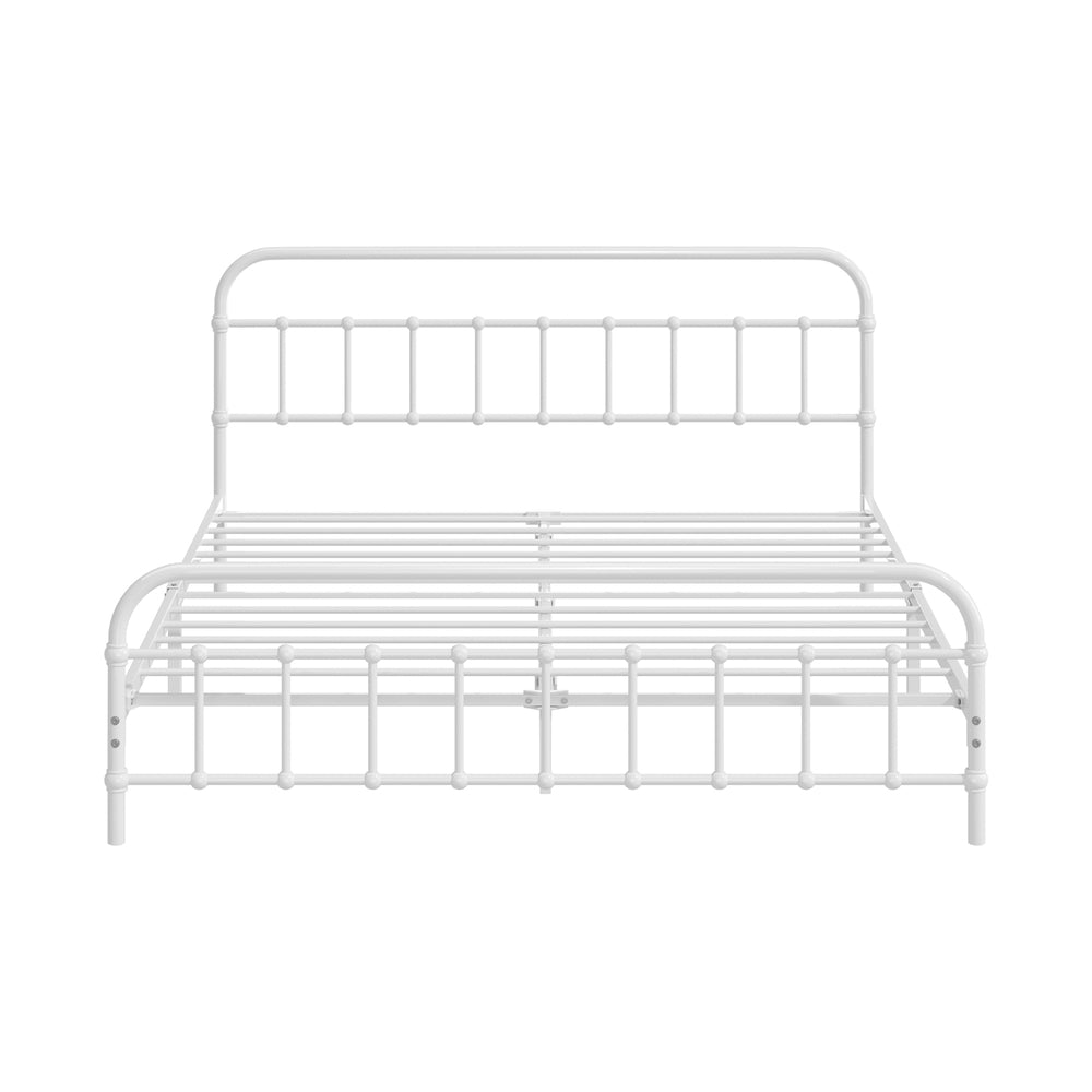 Bed Frame Metal Queen Size Bed Platform White