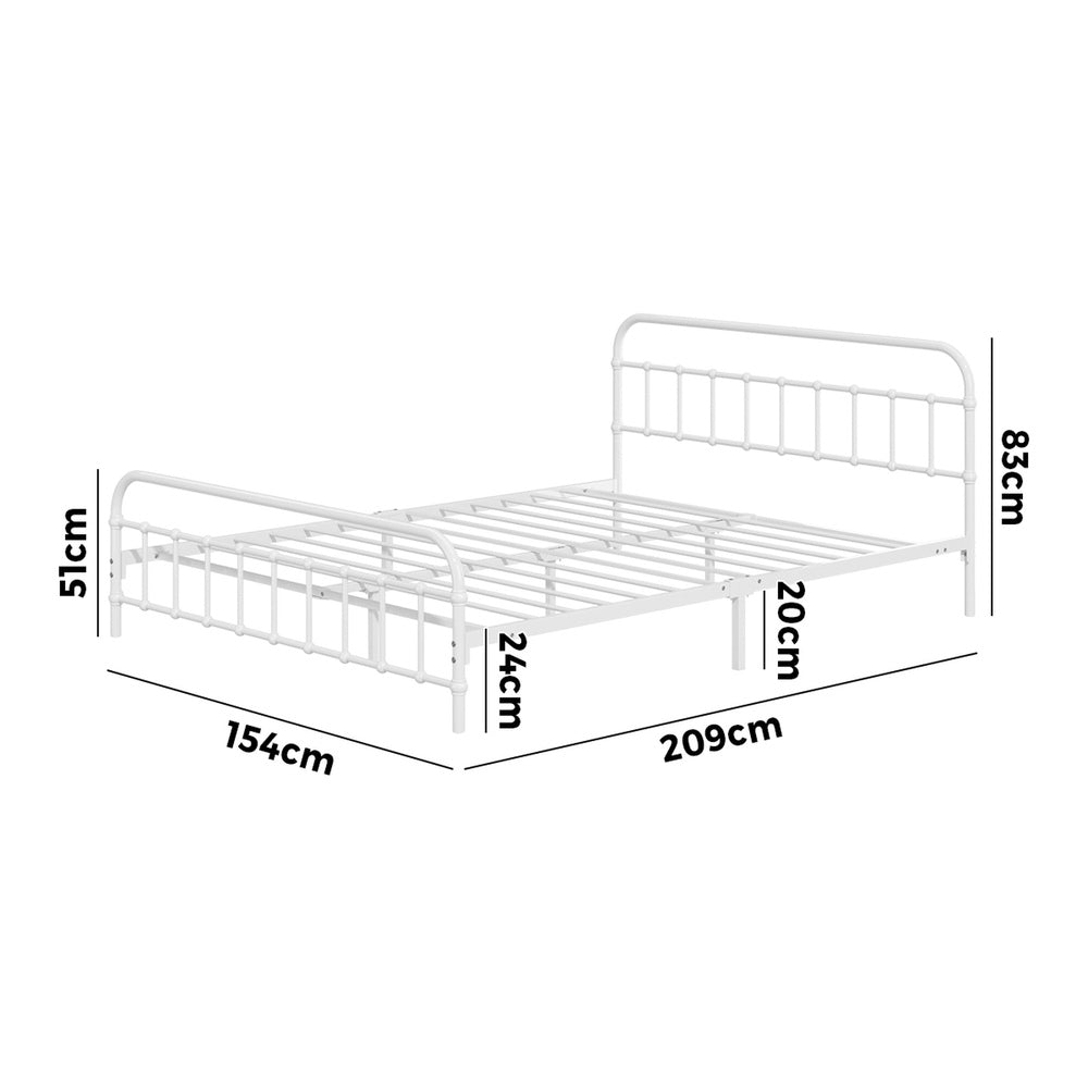 Bed Frame Metal Queen Size Bed Platform White