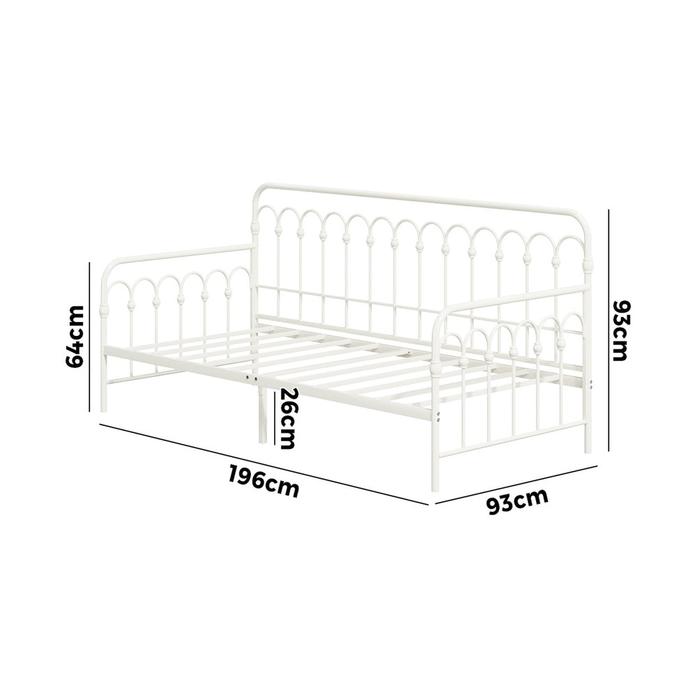 Single Metal Daybed Frame Steel Slat Sofa Bed | Simpledeals