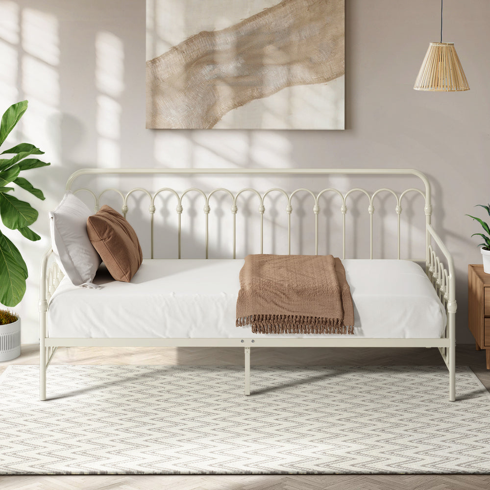Single Metal Daybed Frame Steel Slat Sofa Bed | Simpledeals