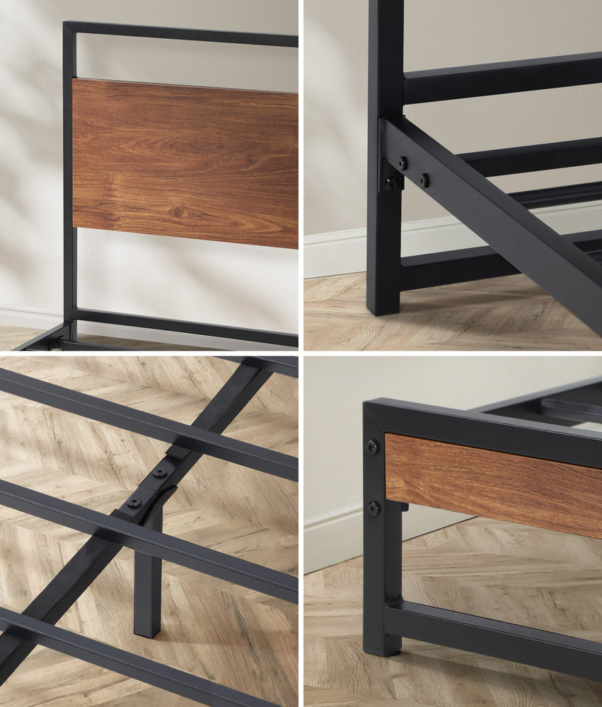Metal Bed Frame Double Size Beds Base Platform Wood