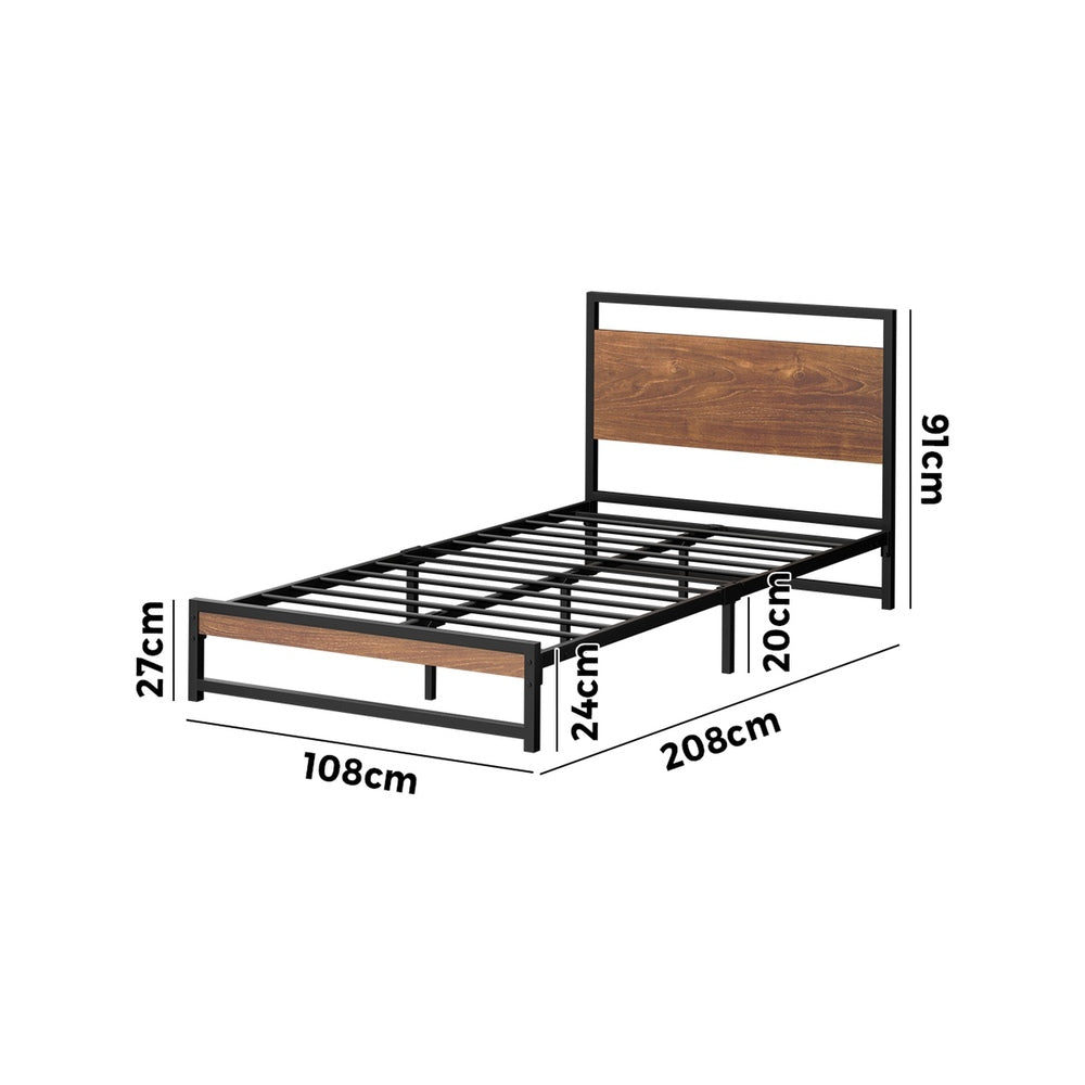 Wooden Base Metal Bed Frame and Sturdy Design D/KS/Q