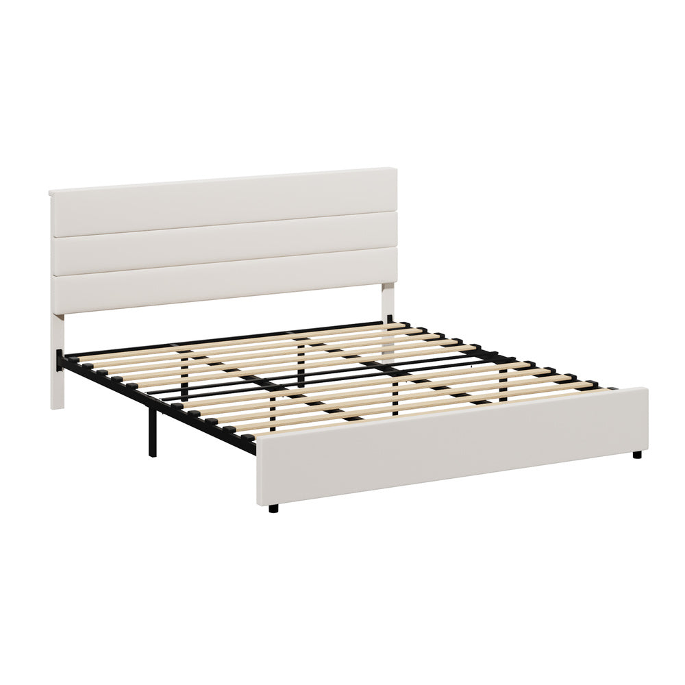 King Size Bed Frame Beige 212x188x100cm