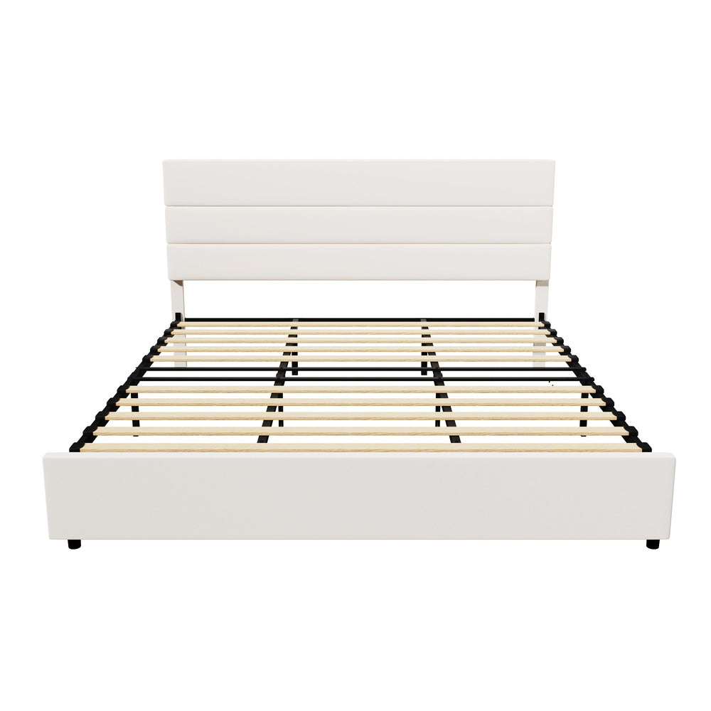 King Size Bed Frame Beige 212x188x100cm