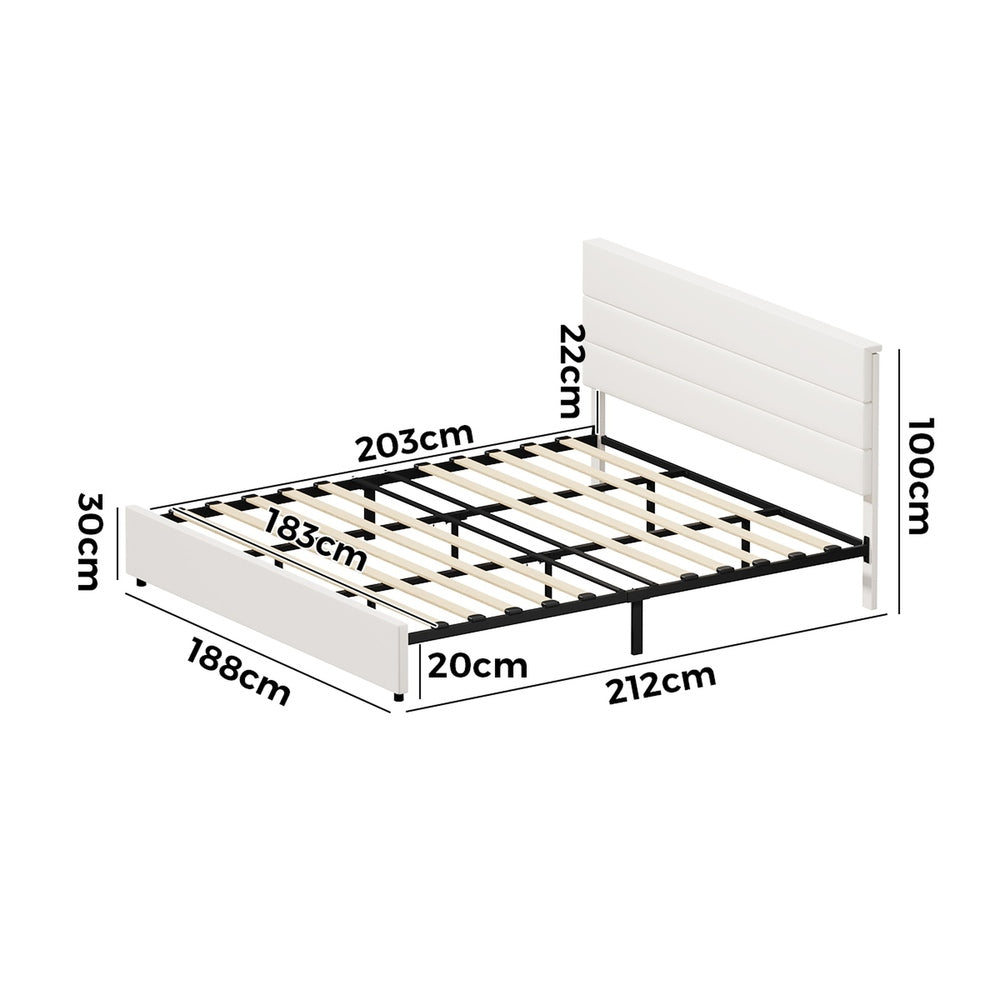 King Size Bed Frame Beige 212x188x100cm