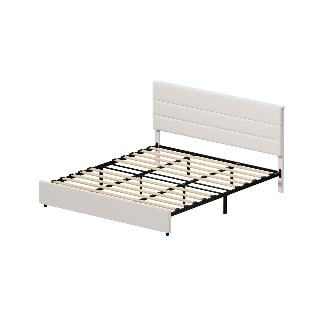 King Size Bed Frame Beige 212x188x100cm