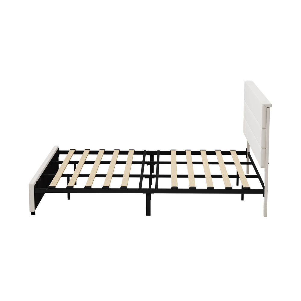 King Size Bed Frame Beige 212x188x100cm