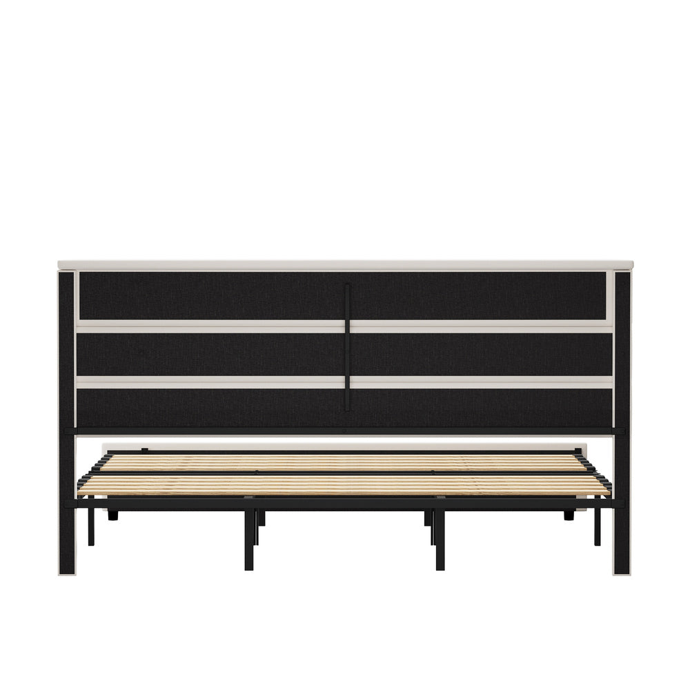 King Size Bed Frame Beige 212x188x100cm