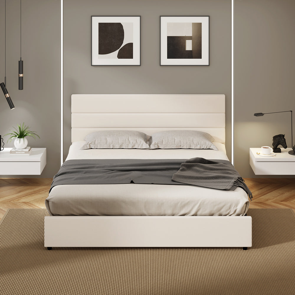 King Size Bed Frame Beige 212x188x100cm