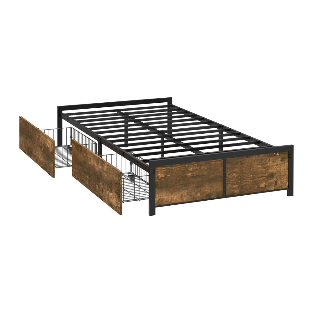 King Single Metal Bed Frame Storage 207x110x36cm