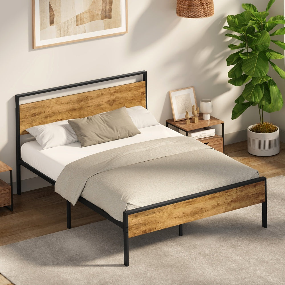 Metal Bed Frame Natural Style 213x183x99.5cm