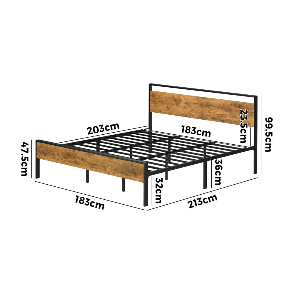 Metal Bed Frame Natural Style 213x183x99.5cm