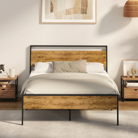 Metal Bed Frame Natural Style 213x183x99.5cm