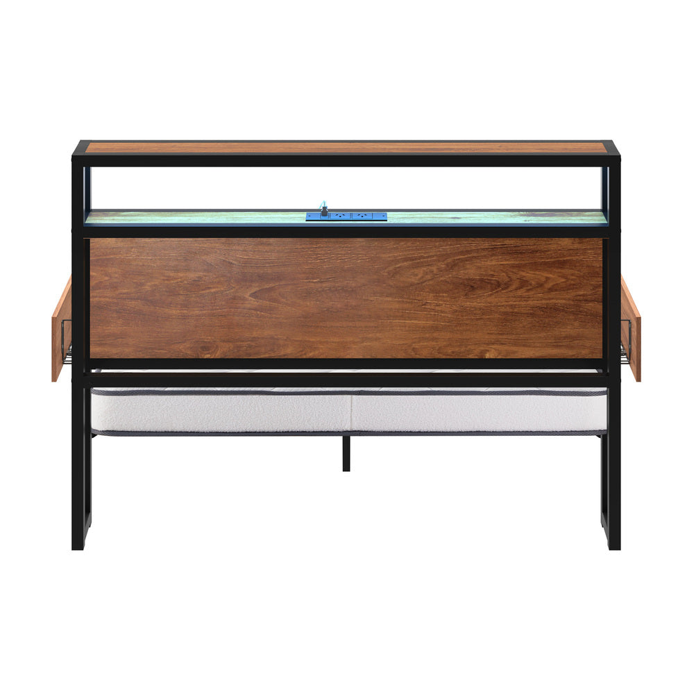 Double LED Bed Frame Storage Drawers USB | Simpledeals