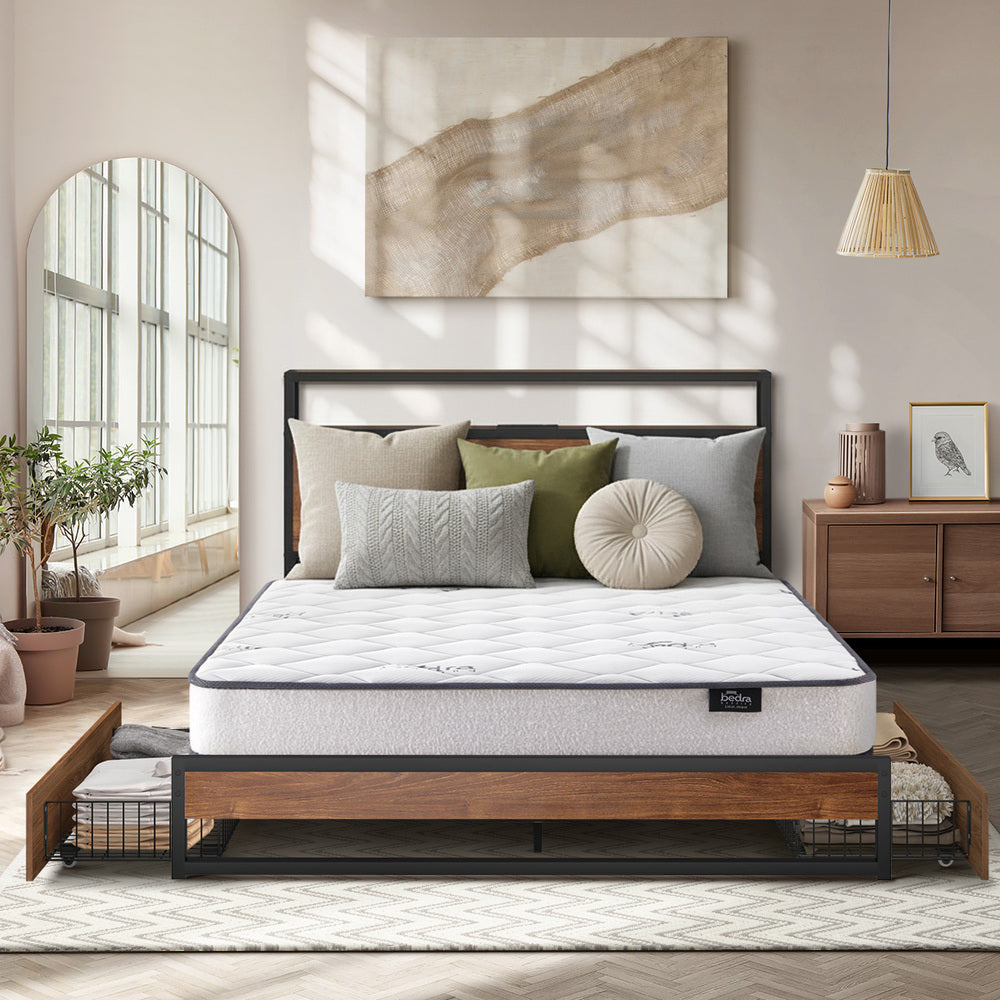 Double LED Bed Frame Storage Drawers USB | Simpledeals