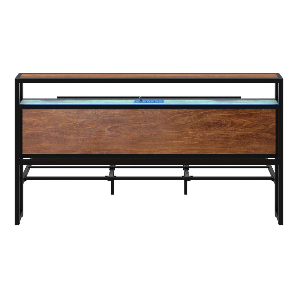 LED Metal Bed Frame Storage Headboard USB Charger Double King Queen Size