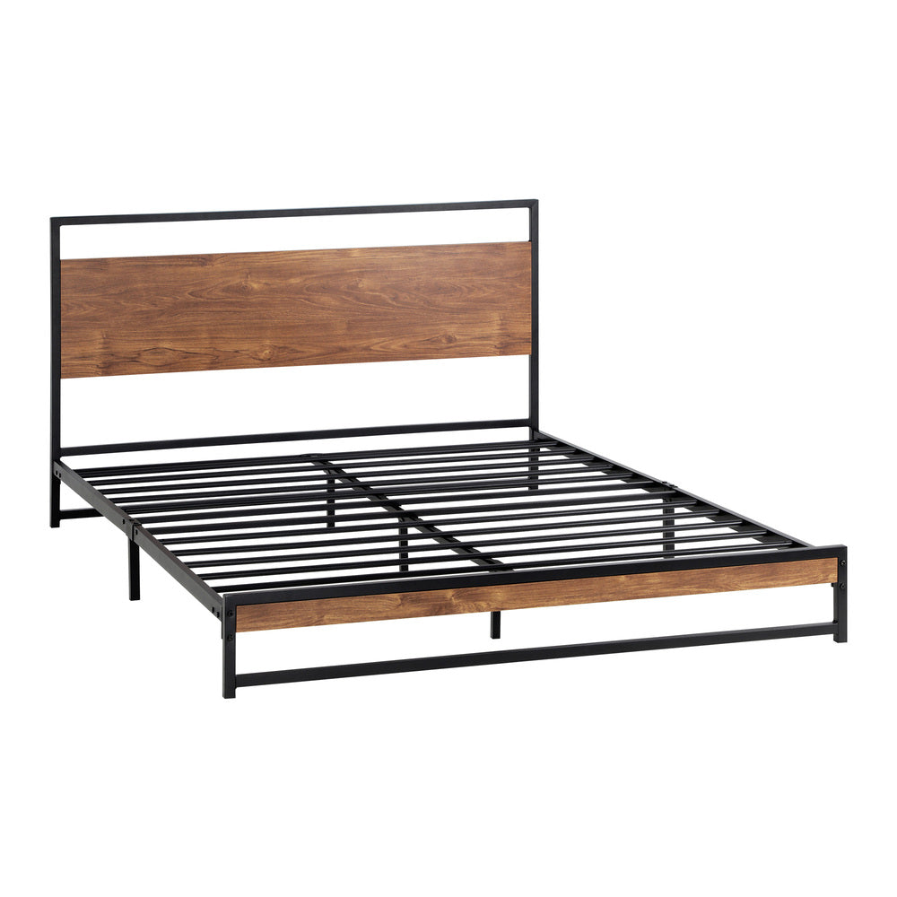 Wooden Base Metal Bed Frame and Sturdy Design D/KS/Q