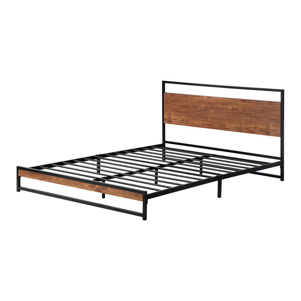 Wooden Base Metal Bed Frame and Sturdy Design D/KS/Q