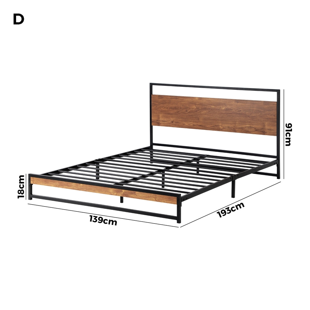 Wooden Base Metal Bed Frame and Sturdy Design D/KS/Q