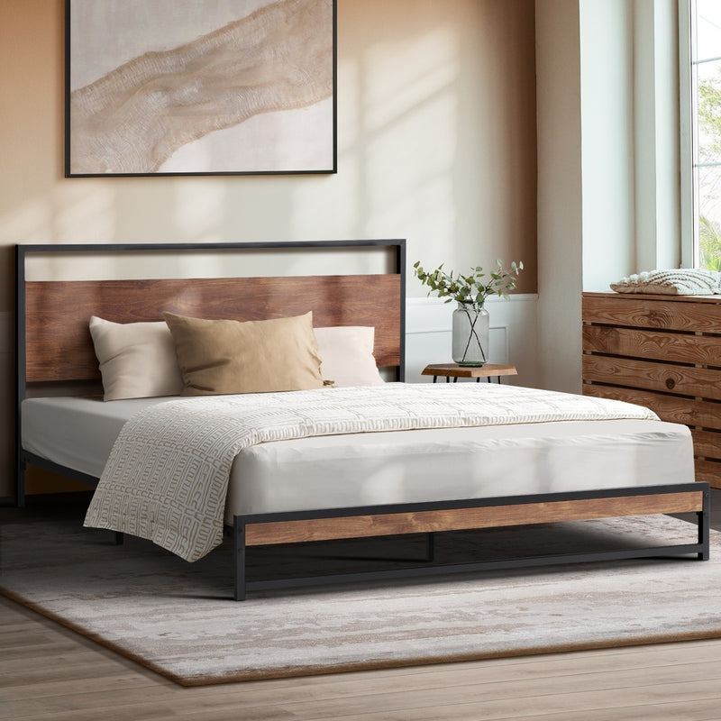 Metal Bed Frame King/Single Size Beds Platform Wood, King