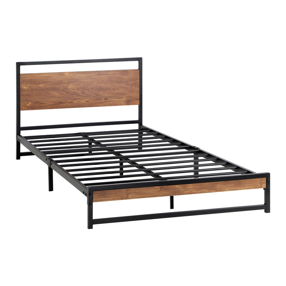 Wooden Base Metal Bed Frame and Sturdy Design D/KS/Q