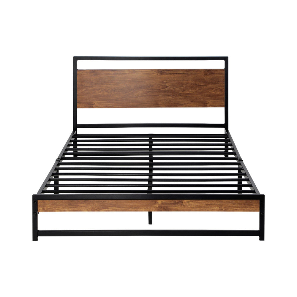 Wooden Base Metal Bed Frame and Sturdy Design D/KS/Q