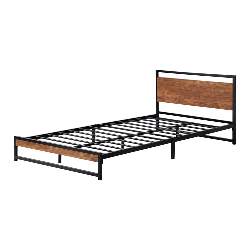 Wooden Base Metal Bed Frame and Sturdy Design D/KS/Q