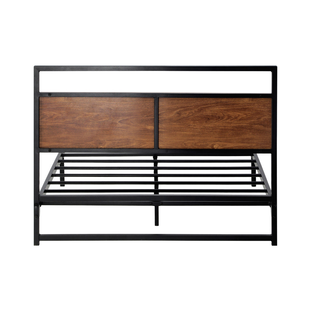 Wooden Base Metal Bed Frame and Sturdy Design D/KS/Q