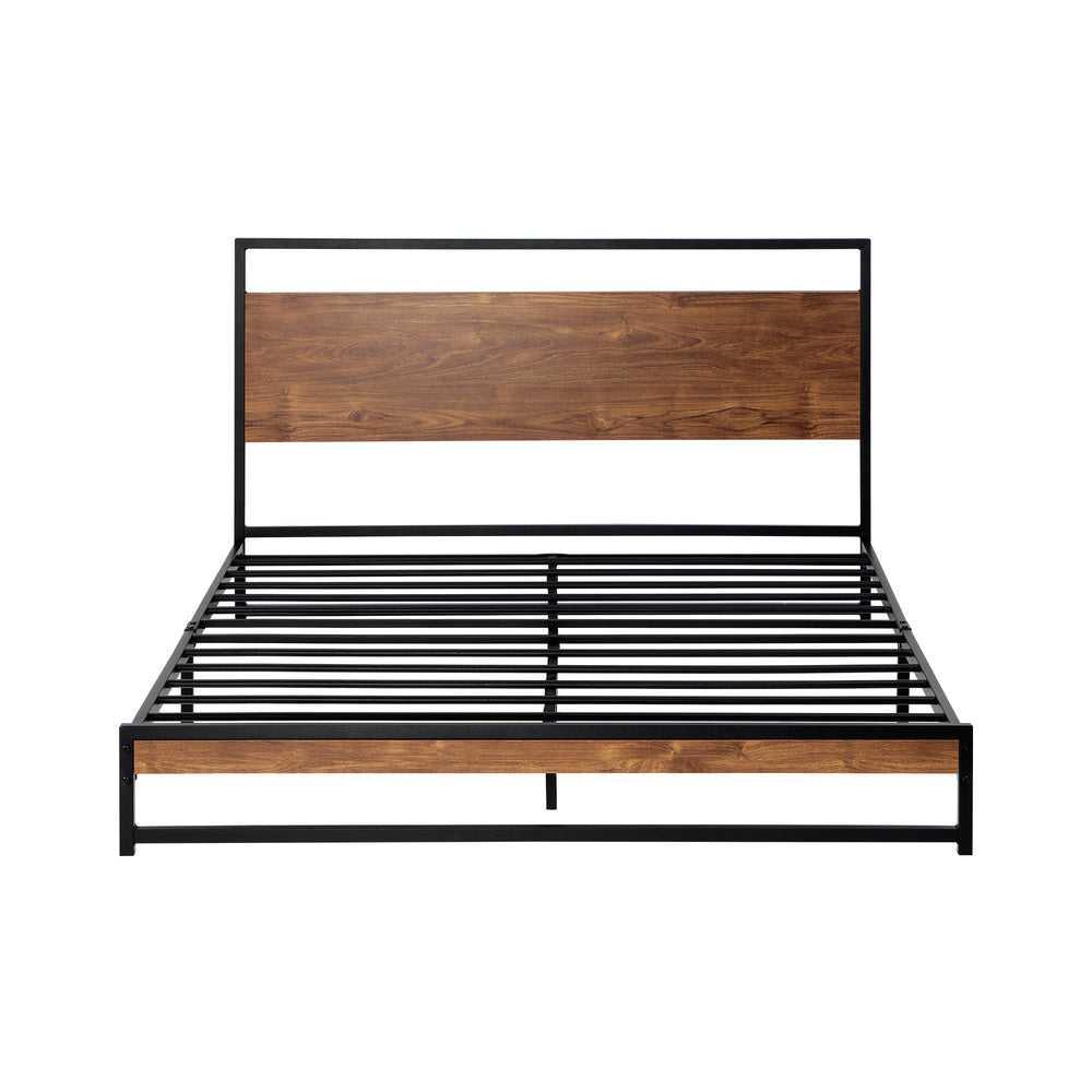 Wooden Base Metal Bed Frame and Sturdy Design D/KS/Q