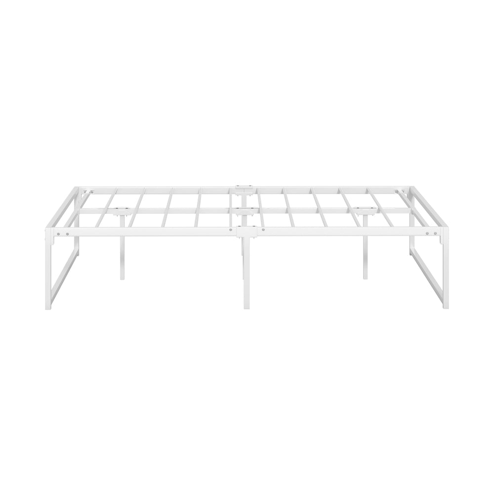 Sturdy White Metal Bed Frame Double/Queen Size Bed Base Design