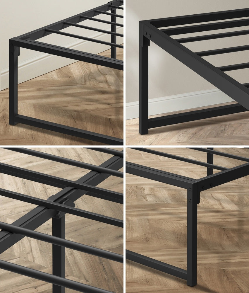 Sturdy King Single Metal Bed Frame Black Platform for Bedroom