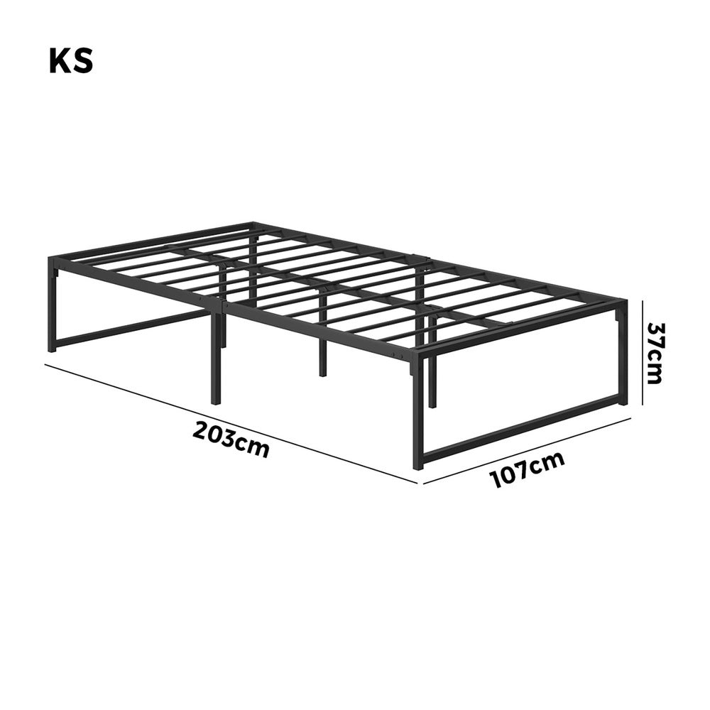 Sturdy King Single Metal Bed Frame Black Platform for Bedroom
