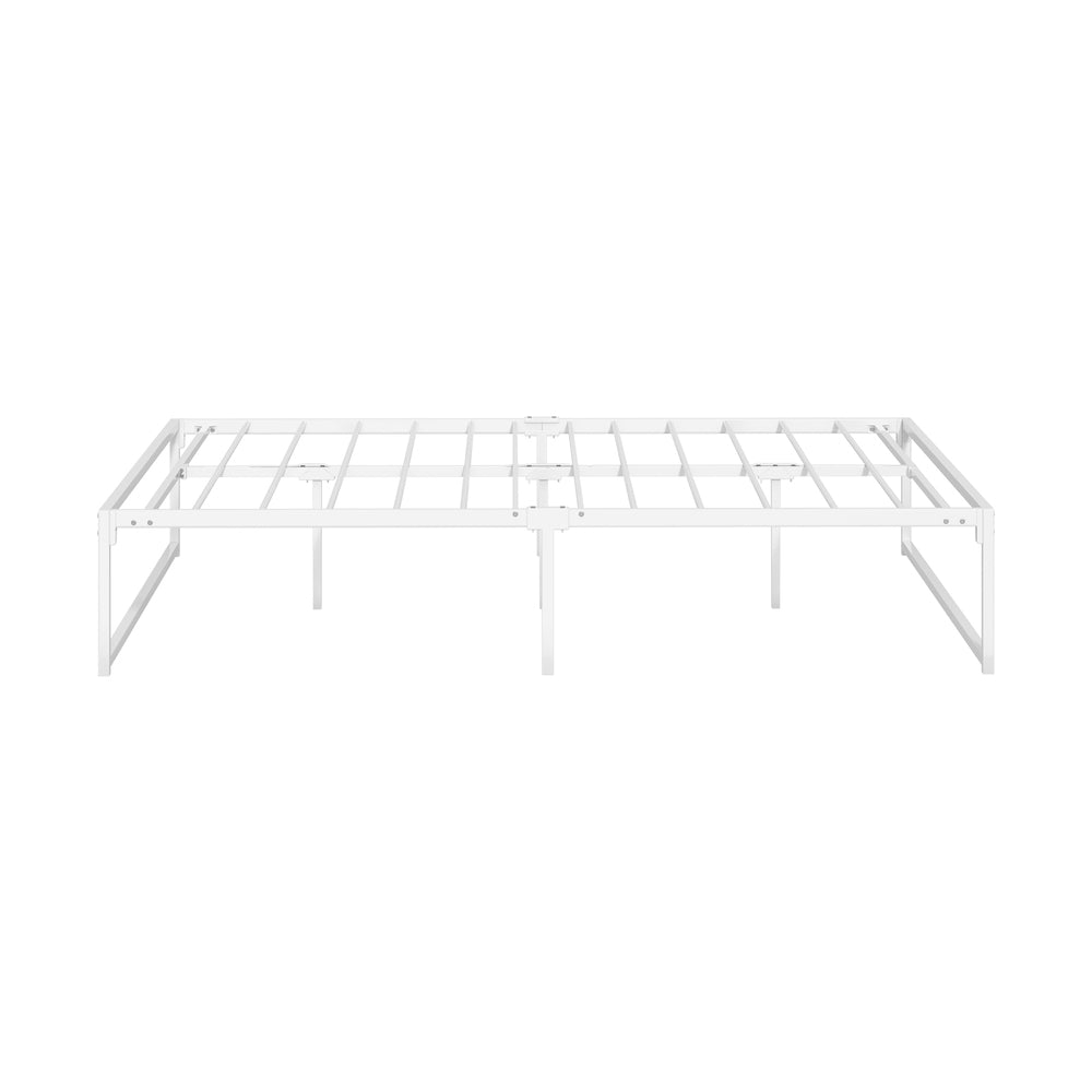 Sturdy White Metal Bed Frame Double/Queen Size Bed Base Design