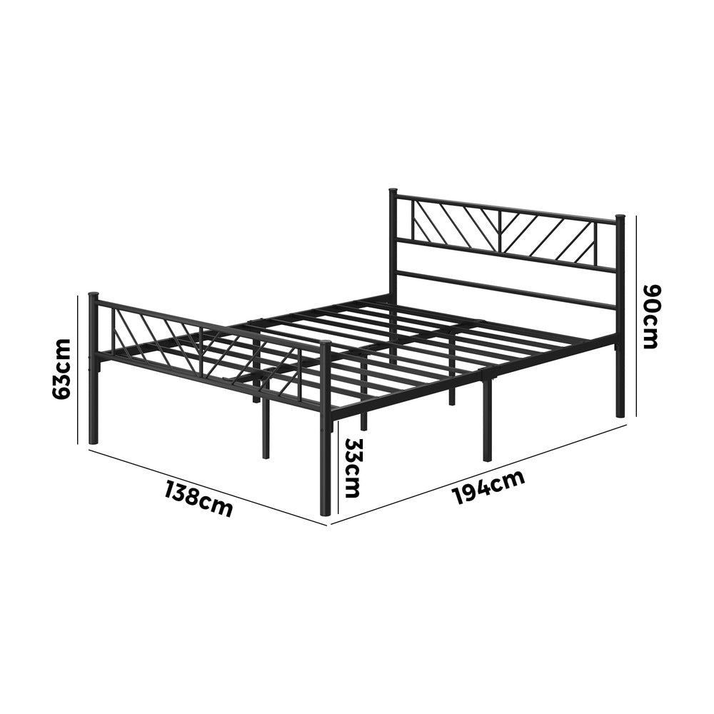 Sturdy Black Metal Bed Frame Platform