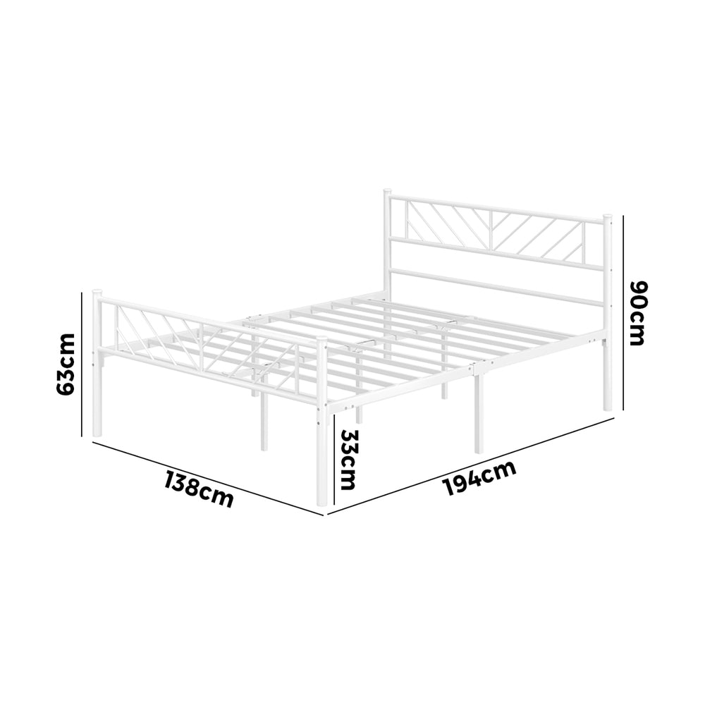 Metal Bed Frame Double Metal Base Mattress Platform White