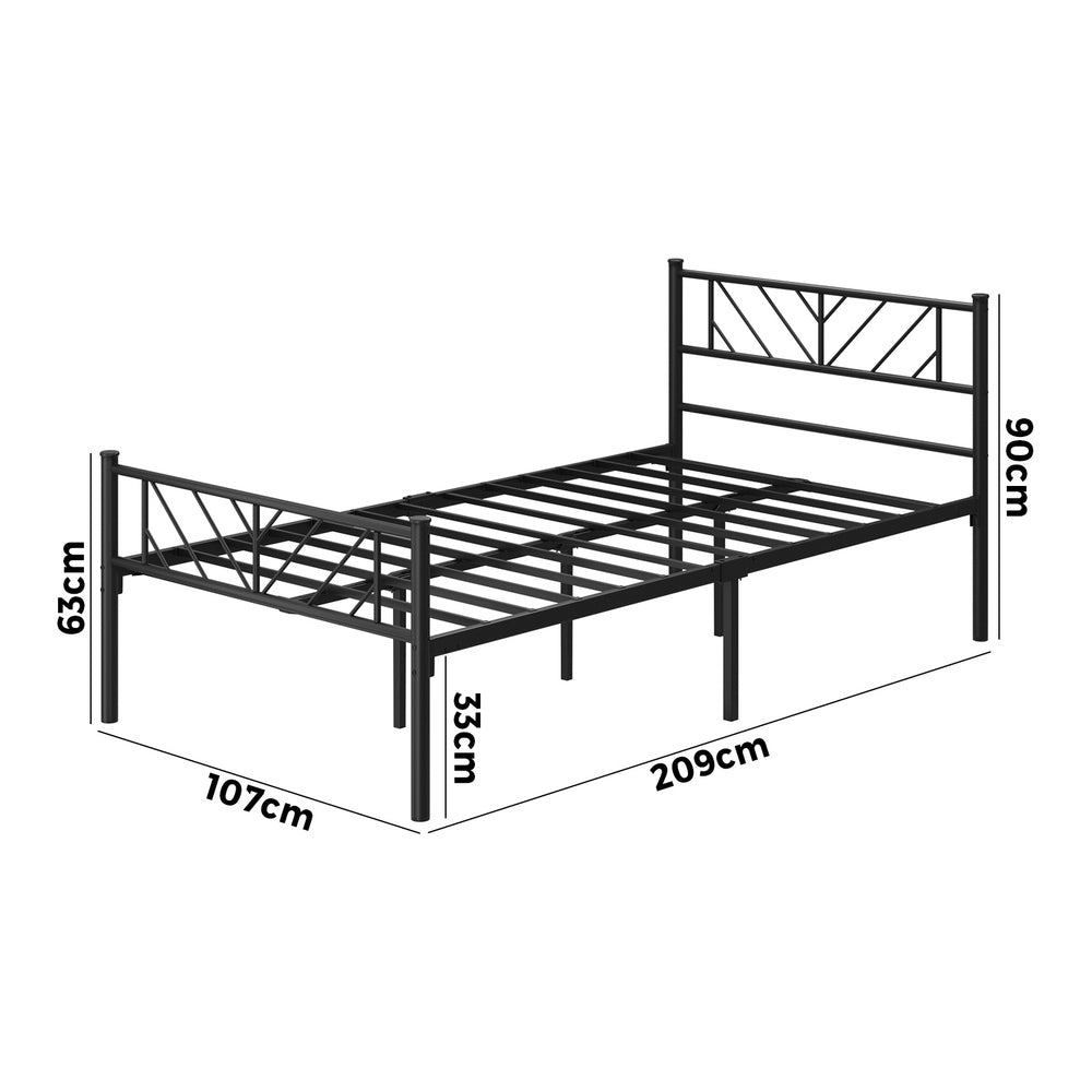 Sturdy Black Metal Bed Frame Platform