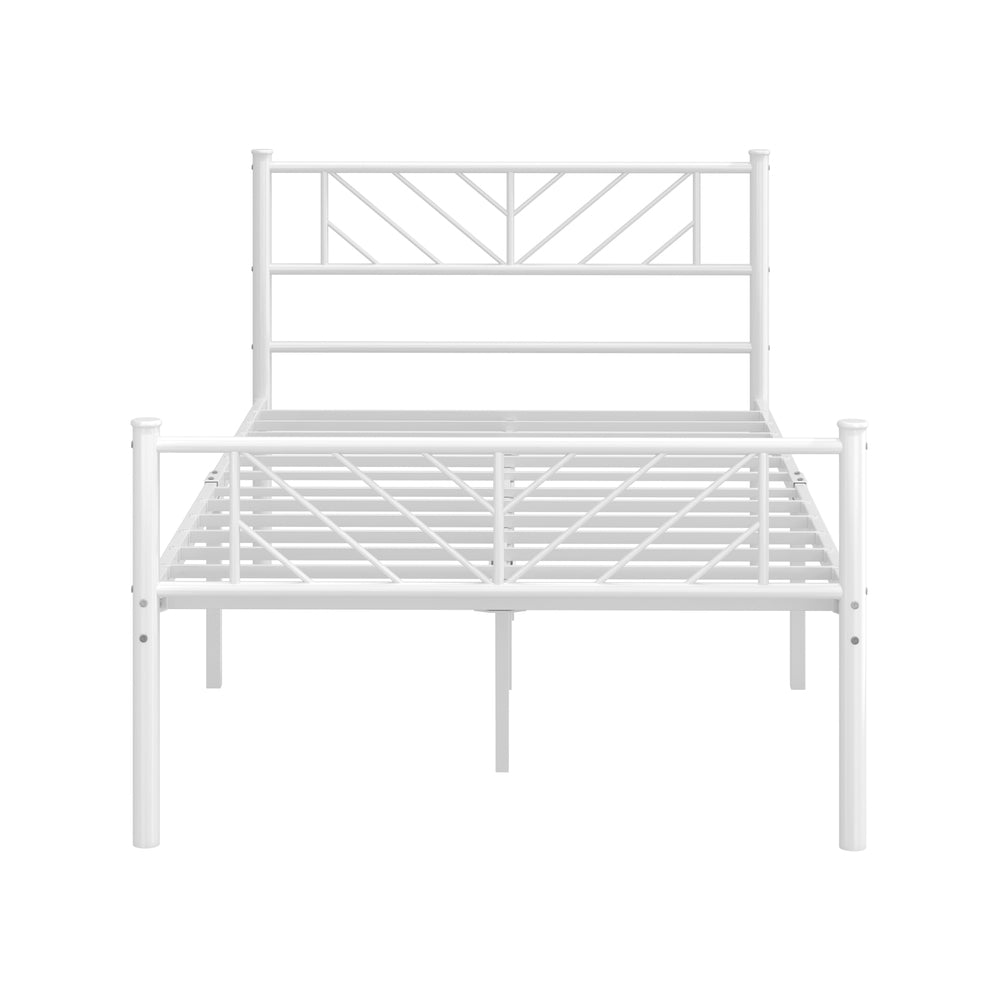 Metal Bed Frame King Single Metal Base Platform White